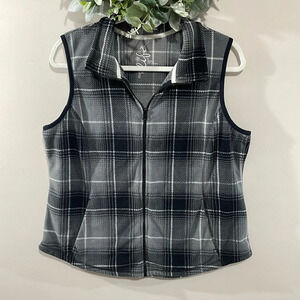 NWOT Made For Life Fleece Full Zip Vest Plaid PL
